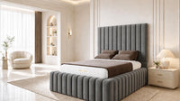 Plush Velvet Steel - Dorchester Wraparound Luxury Channelled Ottoman Storage Bed