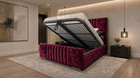 Crushed Velvet Aubergine - Belgravia Luxury Ottoman Storage Bed – Premium Upholstered Gas Lift Bed Frame