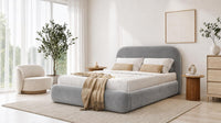 Plush Velvet Silver - Ellington Curve Luxury Upholstered Ottoman Storage Bed
