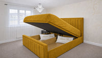 Plush Velvet Mustard Gold - Kensington Prestige Ottoman Divan Upholstered Bed Frame