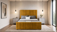 Plush Velvet Mustard Gold - Valentina Linear Luxury Upholstered Bed Frame