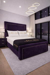 Naples Purple - Regent Grandeur Luxury Upholstered Bed Frame – Premium Deep Panelled Headboard