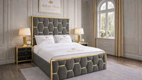 Plush Velvet Steel - Versailles Royale Luxe Upholstered Bed Frame
