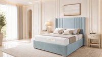 Plush Velvet Duck Egg - Harrogate Gallery Luxury Winged Upholstered Bed Frame