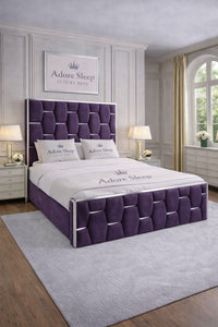 Naples Purple - Hexa Monarch Luxury Silver Strip Panel Bed Frame