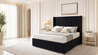 Naples Black - Harrogate Gallery Luxury Winged Upholstered Bed Frame