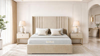 Plush Velvet Beige - Harrogate Gallery Luxury Winged Upholstered Bed Frame