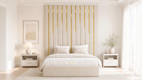 Naples Cream - Alisha Gold Strip Grandline Luxury Floor-Standing Ottoman Storage Bed