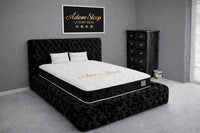 Crushed Velvet Black - Aurelia Ambassador Grande Luxury Button-Tufted Upholstered Bed Frame
