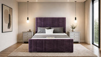 Naples Purple - Valentina Linear Luxury Upholstered Bed Frame