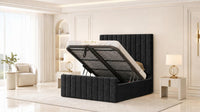 Naples Black - Langham Column Luxury Panelled Ottoman Storage Bed