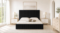 Naples Black - Carlton Channel Luxury Ottoman Storage Bed