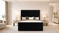 Plush Velvet Black - Riviera Fan Luxury Sculpted Ottoman Storage Bed