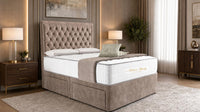 Naples Mink - Regency Chesterfield Luxe Divan Bed with Storage – Deep Buttoned Upholstered Bed Frame