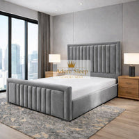 Plush Velvet Grey - Milano Grand Luxury Channel-Tufted Upholstered Bed Frame