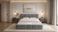 Plush Velvet Grey - Aurelius Cloud Luxury Upholstered Ottoman Storage Bed