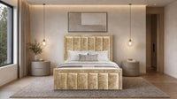 Crushed Velvet Gold - Belgravia Regent Luxury Panelled Ottoman Storage Bed