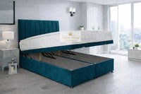 Plush Velvet Teal - Regency Lined Panel Luxury Solid Ottoman Storage Bed Frame