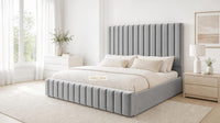 Plush Velvet Steel - Carlton Channel Luxury Ottoman Storage Bed