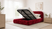 Crushed Velvet Red - Ellington Curve Luxury Upholstered Ottoman Storage Bed
