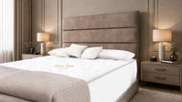 Naples Mink - Monaco Luxe Luxury Divan Bed – Premium Upholstered Panelled Headboard with Storage