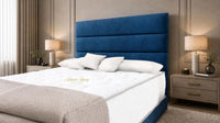 Naples Blue - Monaco Luxe Luxury Divan Bed – Premium Upholstered Panelled Headboard with Storage