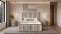 Crushed Velvet Mink - Belgravia Regent Luxury Panelled Ottoman Storage Bed