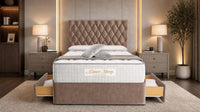 Naples Mink - Regency Diamond Luxury Divan Bed – Deep Button-Tufted Headboard with Premium Upholstered Frame & Storage