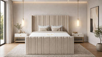 Naples Beige - Kensington Fluted Luxury Ottoman Storage Bed