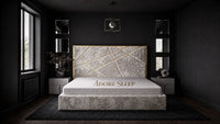 Crushed Velvet Champagne - Knightsbridge Regal Mosaic Luxury Panel Bed Frame with Gold Strip – Upholstered