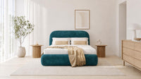 Crushed Velvet Teal - Ellington Curve Luxury Upholstered Ottoman Storage Bed
