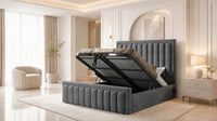 Naples Slate Grey - Buckingham Tailored Luxury Panelled Ottoman Storage Bed