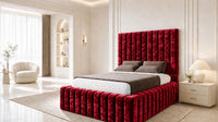 Crushed Velvet Red - Dorchester Wraparound Luxury Channelled Ottoman Storage Bed