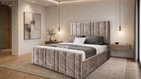 Crushed Velvet Mink - Valentina Linear Luxury Upholstered Bed Frame