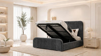 Naples Charcoal - Beaumont Arc Luxury Ribbed Ottoman Storage Bed