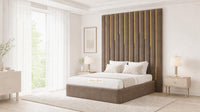 Naples Mink - Alisha Gold Strip Grandline Luxury Floor-Standing Ottoman Storage Bed