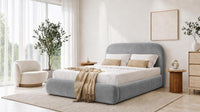 Naples Silver - Ellington Curve Luxury Upholstered Ottoman Storage Bed