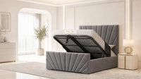 Naples Slate Grey - Riviera Fan Luxury Sculpted Ottoman Storage Bed