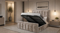 Crushed Velvet Mink - Belgravia Regent Luxury Panelled Ottoman Storage Bed