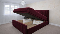 Plush Velvet Maroon - Kensington Prestige Ottoman Divan Upholstered Bed Frame