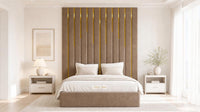Naples Mink - Alisha Gold Strip Grandline Luxury Floor-Standing Ottoman Storage Bed