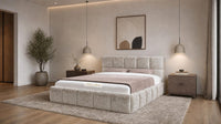 Crushed Velvet Champagne - Aurelius Cloud Luxury Upholstered Ottoman Storage Bed