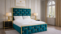 Plush Velvet Teal - Versailles Royale Luxe Upholstered Bed Frame
