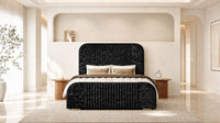 Crushed Velvet Black - Beaumont Arc Luxury Ribbed Ottoman Storage Bed