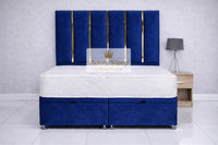 Plush Velvet Sapphire - Celestine Luxe Ottoman Divan Bed Frame – Luxury Panelled Upholstered Bed