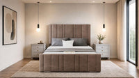Naples Mink - Valentina Linear Luxury Upholstered Bed Frame