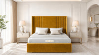 Plush Velvet Mustard Gold - Harrogate Gallery Luxury Winged Upholstered Bed Frame