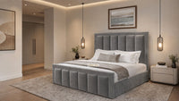 Plush Velvet Grey - Belgravia Regent Luxury Panelled Ottoman Storage Bed