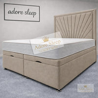 Naples Beige - Aurelia Regent Luxury Upholstered Ottoman Divan Bed Frame with Storage