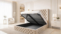 Naples Sand - Claridge Chesterfield Luxury Deep-Button Ottoman Storage Bed